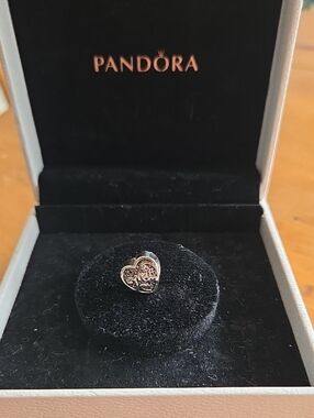 Retired Pandora Sterling Silver Heart "Mom" Charm